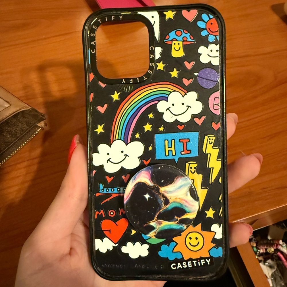 Casetify Colorful Hi Mom Cloud and Rainbow Phone Case